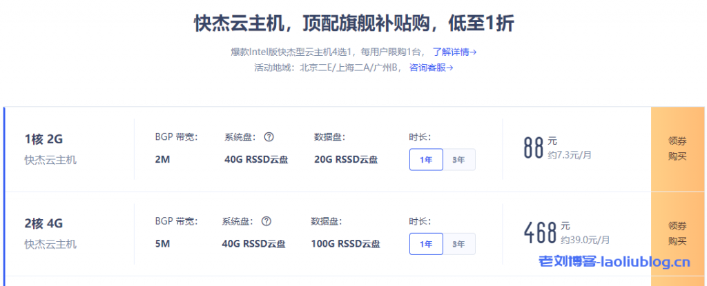 评测88元的UCloud北京1C2G2M快杰型云主机性能-老刘博客