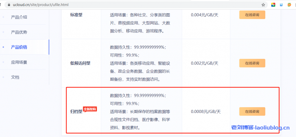 UCloud归档存储产品UFile归档型发布,较标准型直降80%成本-老刘博客