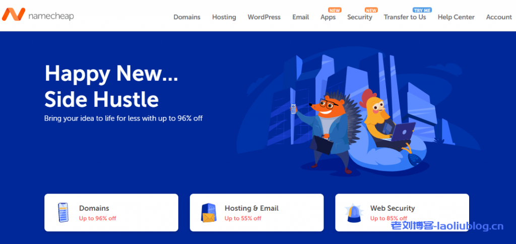 NameCheap新年首次促销域名、域名邮局、SSL证书和Premium DNS等最高优惠96%-老刘博客