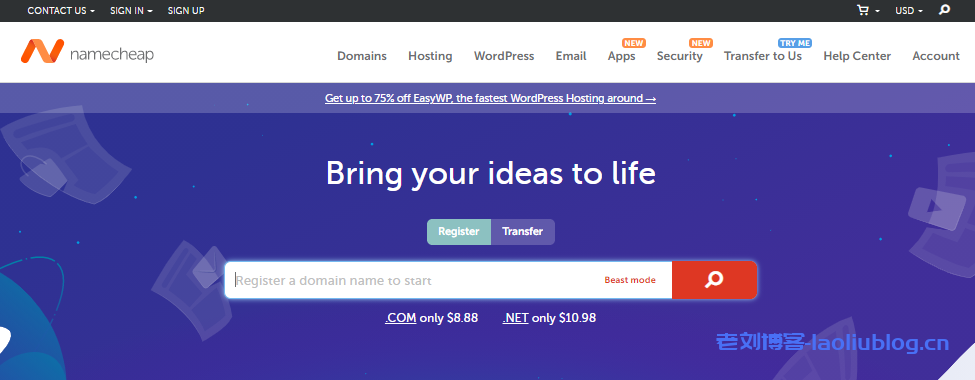 NameCheap提供.biz/link/xyz等23种便宜域名后缀注册首年99美分，适合站群网站使用附优惠码-老刘博客
