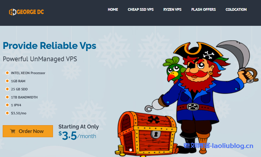 GeorgeDatacenter 3款Vmware VPS推荐：洛杉矶/纽约1核1GB内存35GB SSD空间1Gbps端口不限流量$3.5/月-老刘博客