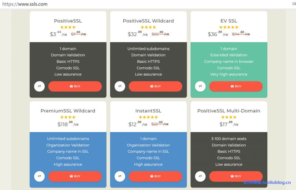 便宜SSL证书推荐:namecheap旗下ssls在售Comodo SSL证书低至3.44美元/年,单次最多可以买5年-老刘博客