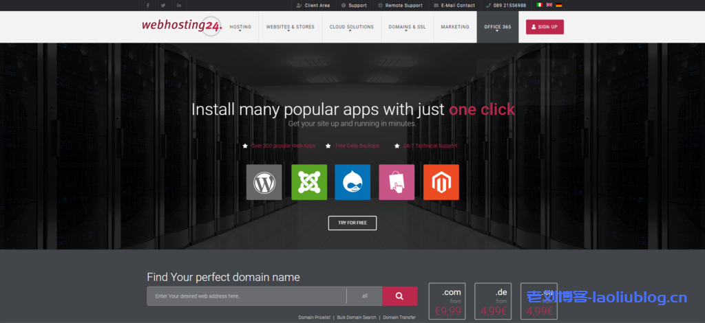 Webhosting24新加坡KVM VPS优惠：1核@AMD Ryzen 3900 1GB内存15GB NVMe空间1Gbps端口250GB月流量€16.2/半年附测速IP-老刘博客