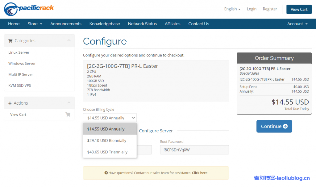 Pacificrack复活节优惠套餐：2核2G内存100G SSD硬盘7T月流量1Gbps端口洛杉矶VPS年付$14.55/2年付$29.10/3年付$43.65-老刘博客