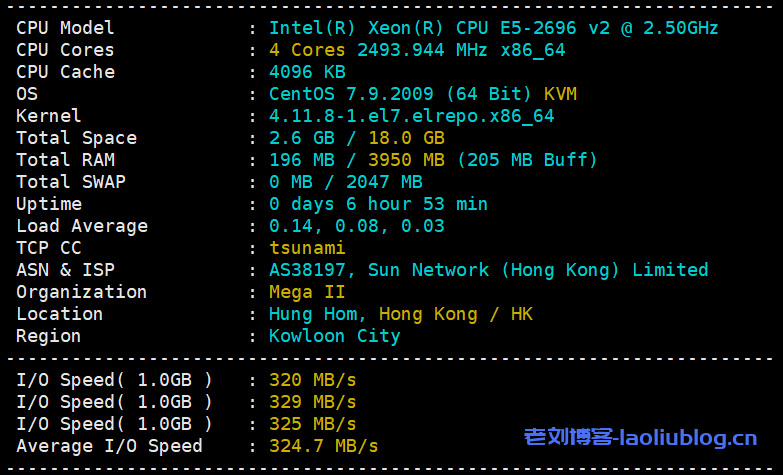 快云科技主机测评:香港云新界CN2线路7区4核4G内存20Mbps共享带宽29元/月起