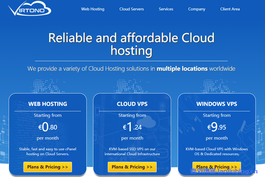 Virtono黑五活动：Web Hosting、Cloud Hosting和Cloud VPS系列产品首月3折首付5折或永久7折-老刘博客
