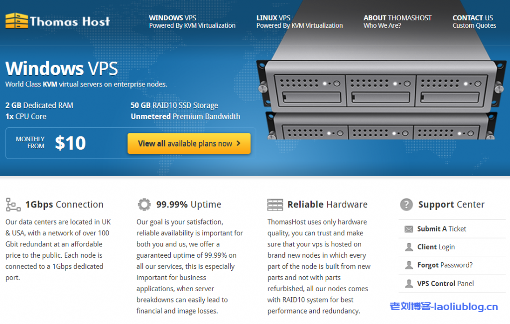 ThomasHost提供5折优惠码，1核2G内存KVM VPS套餐实付5美元/月-老刘博客