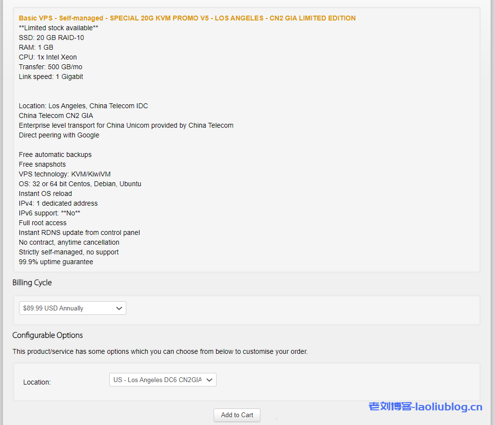 搬瓦工CN2 GIA限量版补货：可选洛杉矶CN2 GIA+日本软银，年付89.99美元 降价了10美元，推荐购买-老刘博客