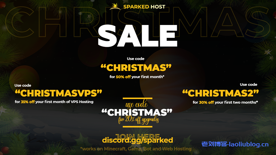 sparkedhost圣诞促销：首月5折，AMD Ryzen高性能VPS首月$5.2起，英特尔cpu首月$3.64起-老刘博客