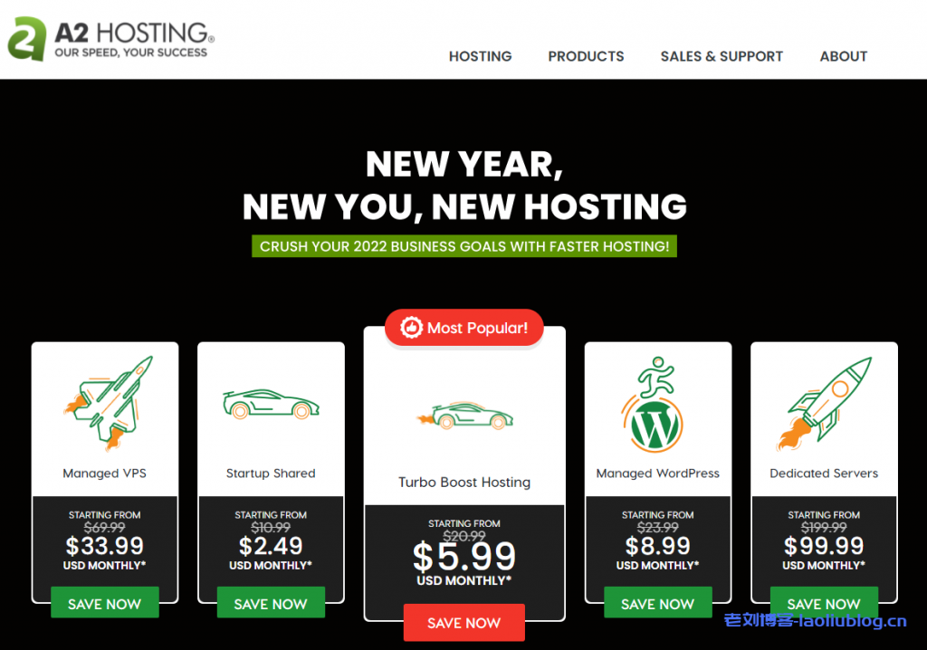 A2Hosting新年优惠：WordPress外贸主机低至每月$2.49，最高优惠77%-老刘博客