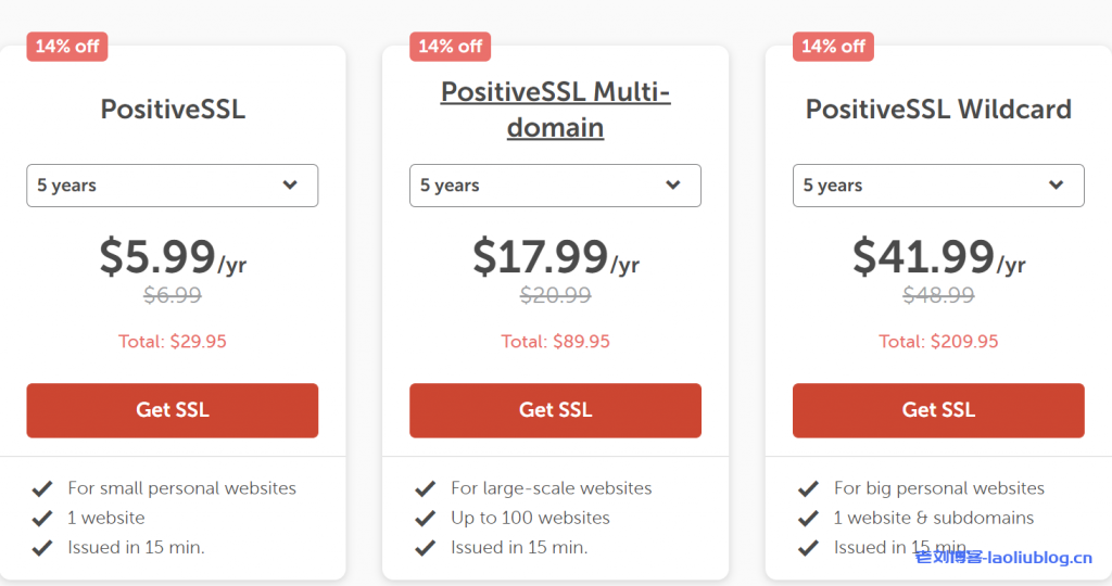Namecheap:SSL证书优惠,5年付仅需29.95美金-老刘博客