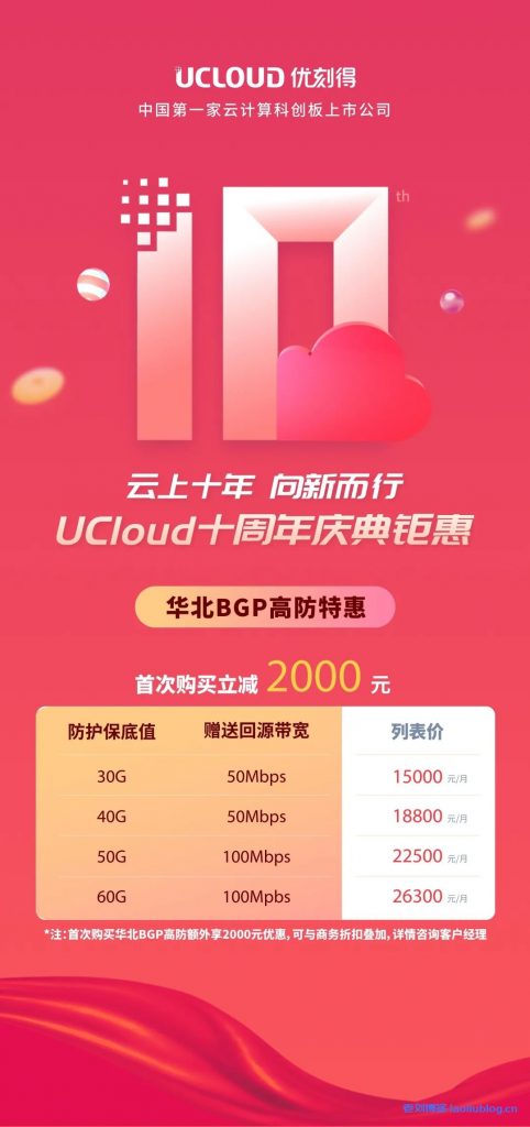 云时代的DDoS高防IP防护方案,首次购买UCloud华北BGP高防,享2000元优惠