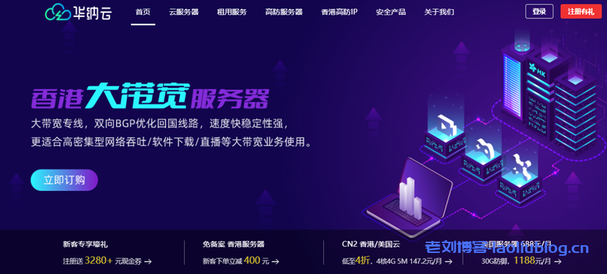 华纳云:香港大带宽服务器,独享50M-1000M不限流量,大带宽优化回国,50M优化回国特价1488元/月(16G内存/8核/500GSSD)附上同款机器测评-老刘博客