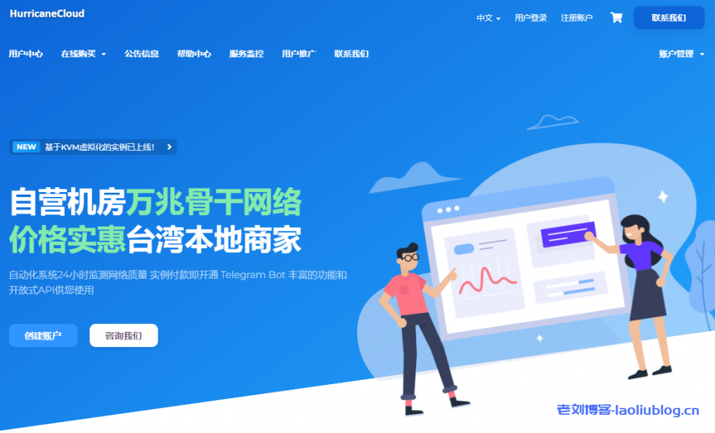 HurricaneCloud台湾VPS:台湾hinet机房,600Mbps大带宽不限流量,直连大陆,可选动态IP或静态IP-老刘博客