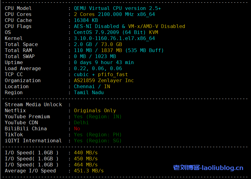 arkecx怎么样?Ark Edge Cloud印度金奈云服务器测评分享,硬盘I/O、CPU性能不错,电信回程绕美,解锁菲律宾区TikTok-老刘博客