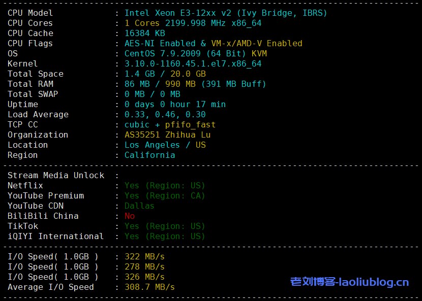 DigitalVirt怎么样？DigitalVirt美国洛杉矶4837线路VPS测评：国内延迟、丢包率、性能和带宽、路由去回程、流媒体和TikTok检测-老刘博客