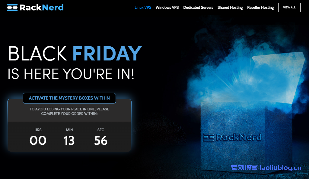 RackNerd黑五活动:美国便宜VPS低至$10.28/年,1TB流量@1Gbps端口,抽盲盒奖金获得价格减免福利!