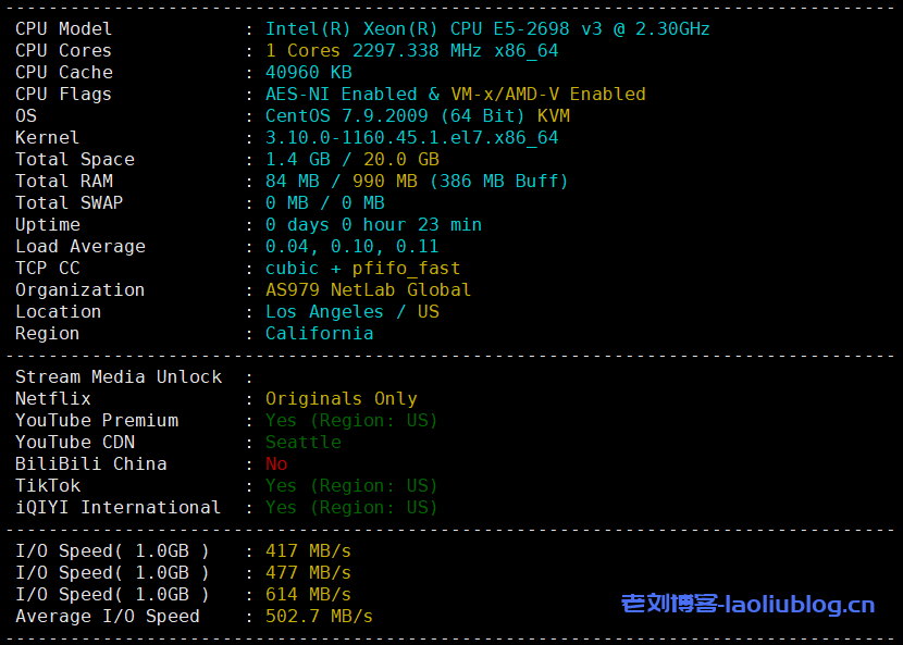 DigitalVirt美国洛杉矶CN2 GIA线路VPS测评,美国原生IP,三网回程CN2 GIA(AS4809),电信去程CN2 GIA,支持解锁TikTok流媒体-老刘博客
