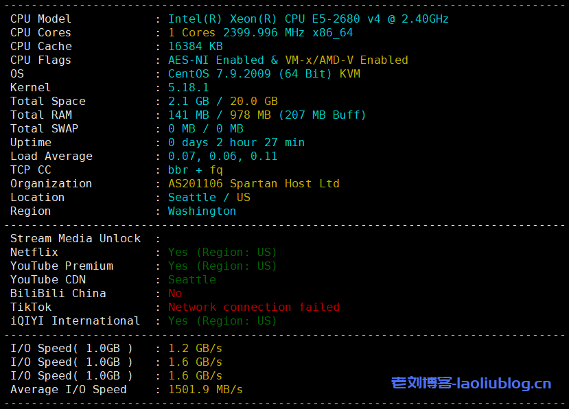 艾云VPS怎么样?艾云美国西雅图4837特价服务器测评分享,美国原生IP,解锁奈飞视频,免费20Gbps DDoS防御
