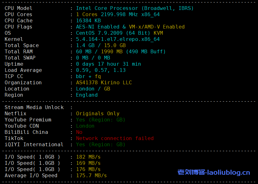 MoeCloud怎么样?MoeCloud英国伦敦CN2 GIA VPS测评分享-老刘博客