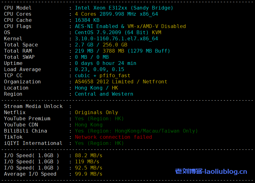 NETfront香港A可用区VPS测评:三网直连,香港原生IP,解锁港区奈菲/油管视频,低延时64.7ms,油管实测7万Kbps!-老刘博客