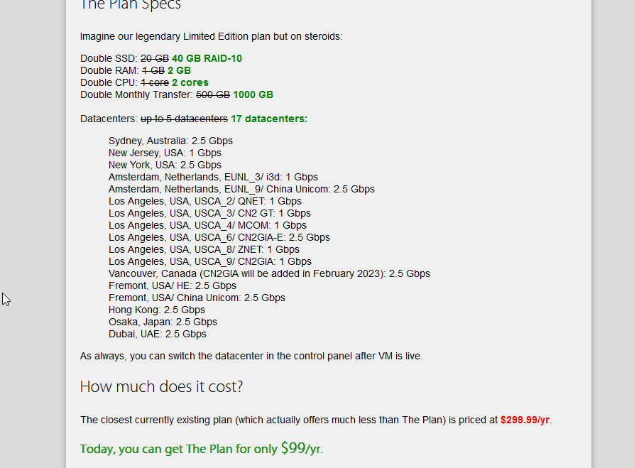 经典VPS-搬瓦工年度限时最大优惠:2核/2G内存优惠后$92.49/年(同配置其他款要$299/年),可选CN2 GIA等17个机房