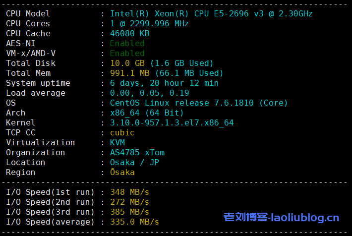 VMISS怎么样？日本大阪IIJ线路VPS测评：解锁奈菲/tiktok流媒体，电信回程电信163，联通回程联通4837，移动回程移动CMI，网络延迟86.7ms-老刘博客