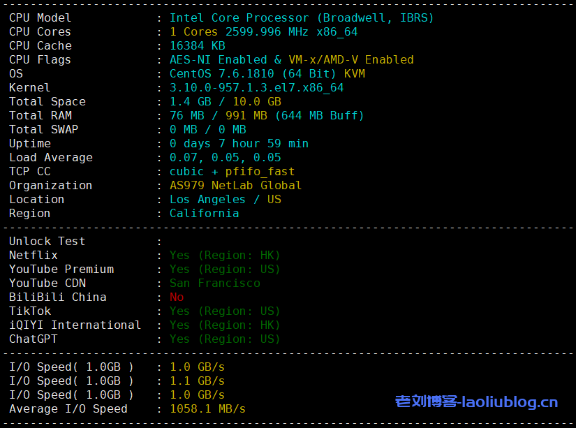 VMISS洛杉矶CN2 GIA线路VPS测评分享,解锁tiktok/Netflix奈飞-老刘博客