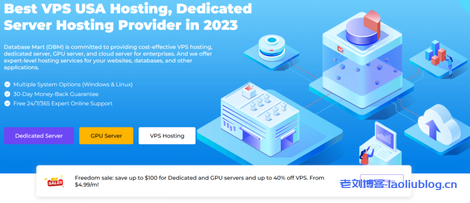 Database Mart年中钜惠:美国VPS/GPU独服新款上线,低至6折,立减$100,原生IP不限流量-老刘博客