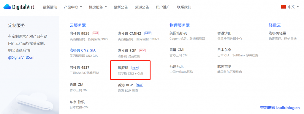 DigitalVirt新上俄罗斯CN2/CMI线路VPS,年付循环5折!19.5元/月/1GB内存/20GB SSD空间/1TB流量/50Mbps端口/KVM架构-老刘博客