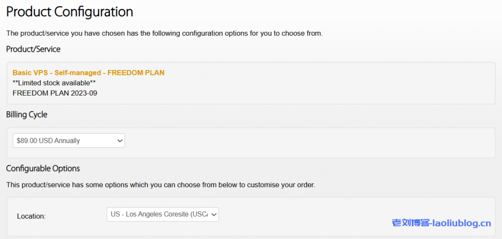 搬瓦工补货FREEDOM PLAN套餐,$82.94/年,2000GB流量@2.5Gbps带宽,仅限洛杉矶DC2机房/每两周可免费更换一次IP-老刘博客